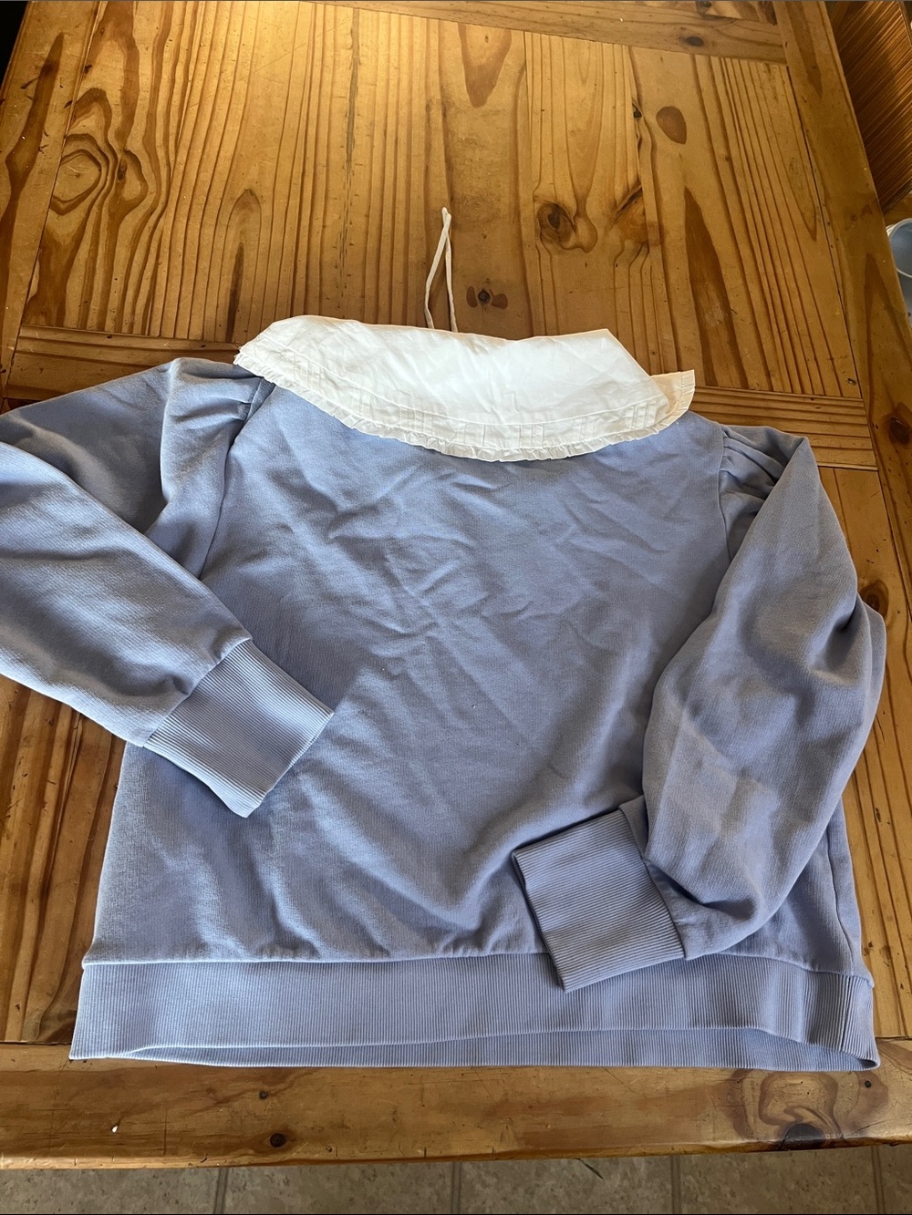 Anthropologie Poplin-Collar V-Neck Sweatshirt - Picture 7 of 9